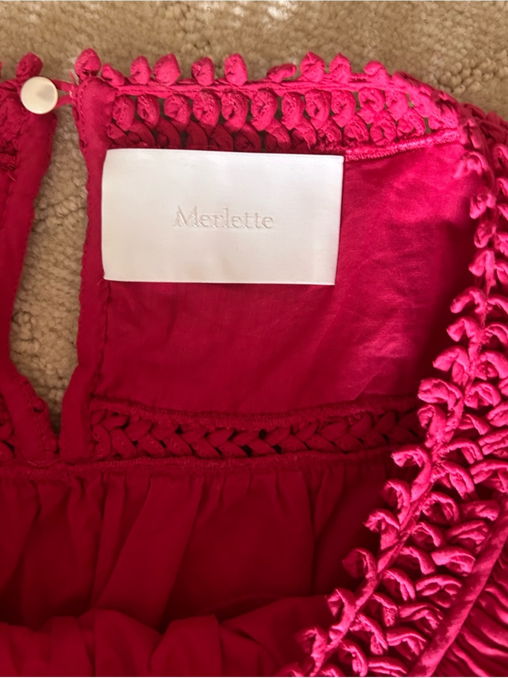 MERLETTE Women's Smocked Neck Puff Sleeve Top-Lined - Picture 2 of 7